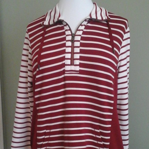 Ruby Rd. Red & White Stripe Top, L - Picture 1 of 8